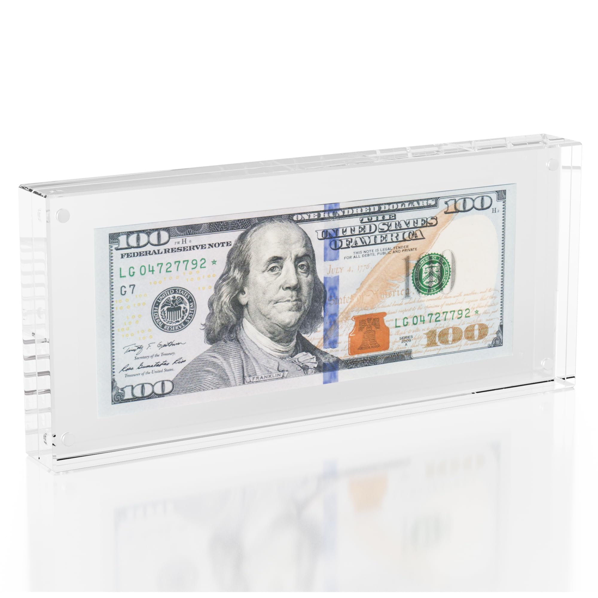 Dollar Bill Acrylic Magnetic Display Frame 7.8x3.9 Inch