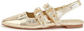 LUCKY STEP Women's Slingback Buckle Flats Ballet Sneakers | Poninted Toe Block Heel Dress Adjustable Strap Mary Jane Formal Wedding Shoes