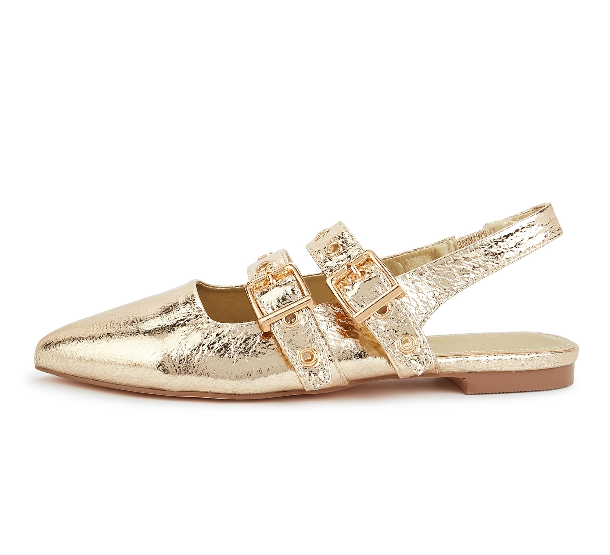 LUCKY STEP Women’s Gold Mary Jane Slingback Flats Size 6