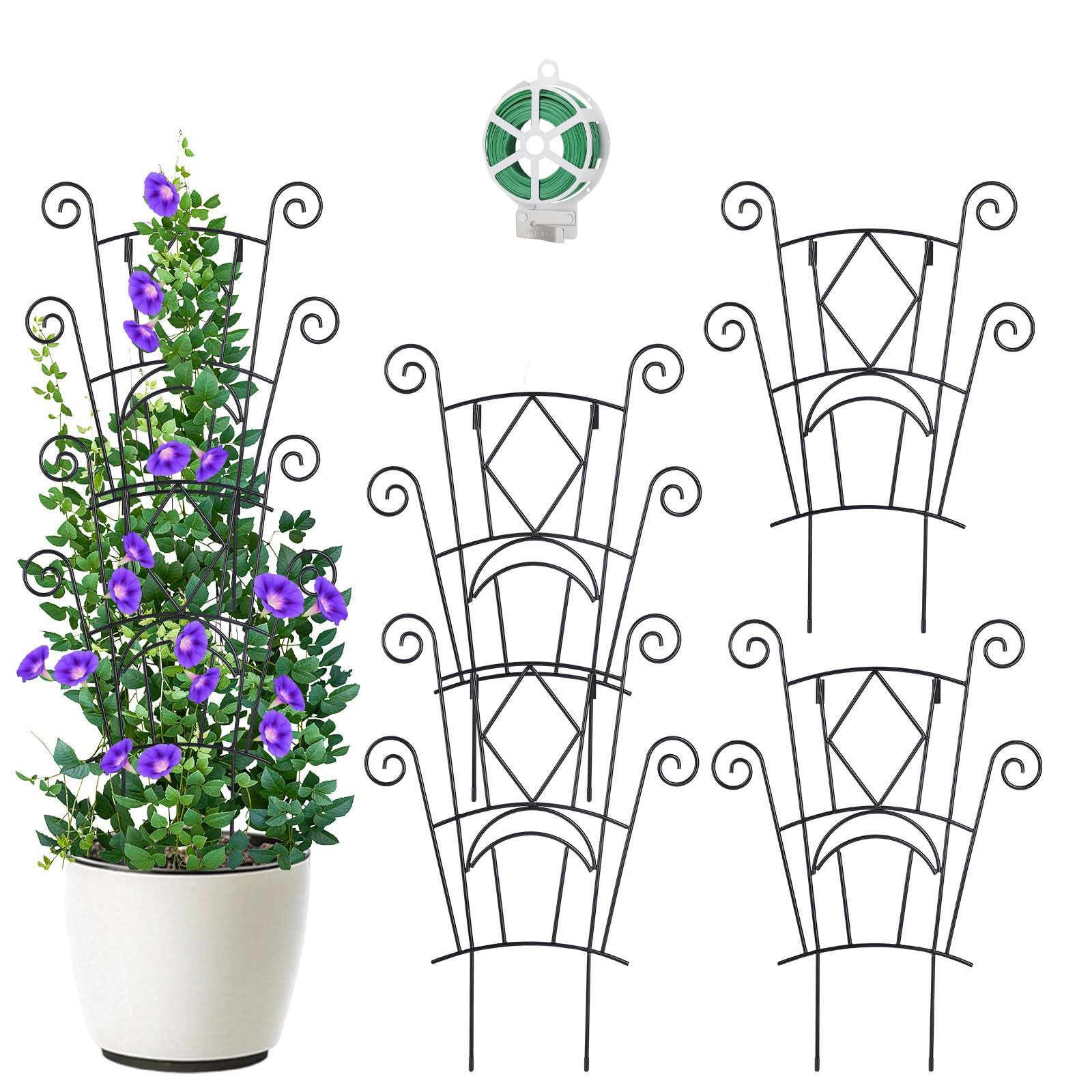 Yhtpouqe Stackable Metal Plant Trellis 4-Pack