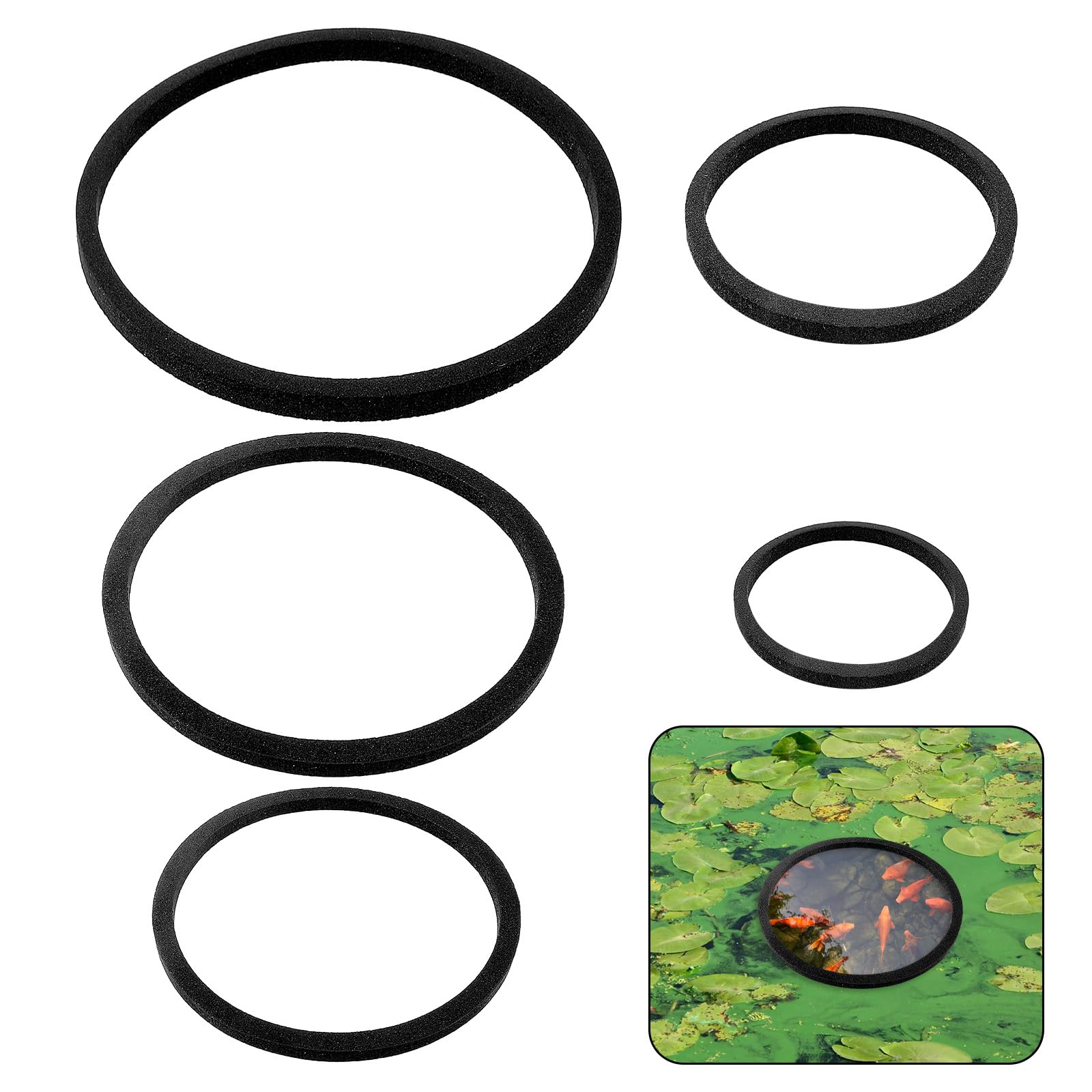 Floating Fish Feeding Rings EVA Black 5-Pack