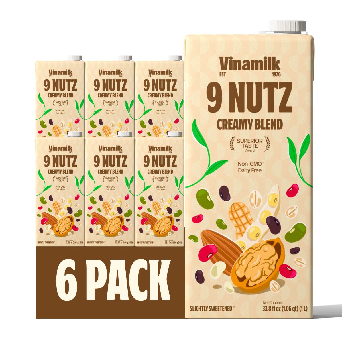 Vinamilk 9 Nutz Creamy Plant Milk 33.8oz 6 Pack