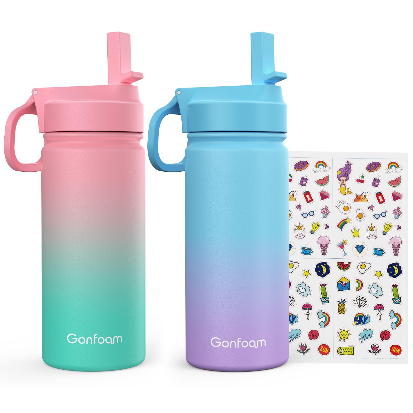 Kids Insulated Stainless Water Bottles Pink Blue