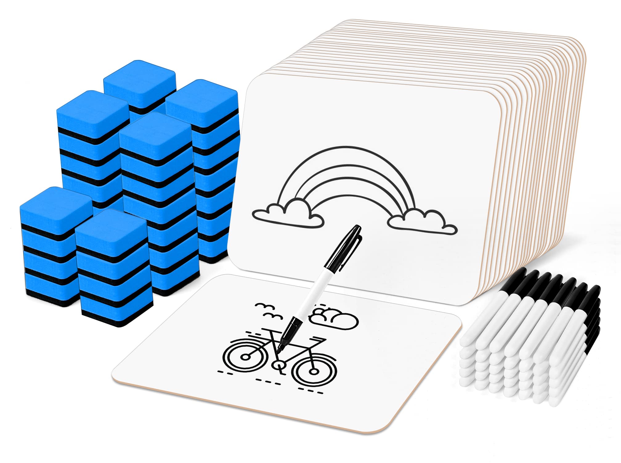 PANDRI Double Sided Dry Erase Lapboards 36-Pack with Markers Erasers