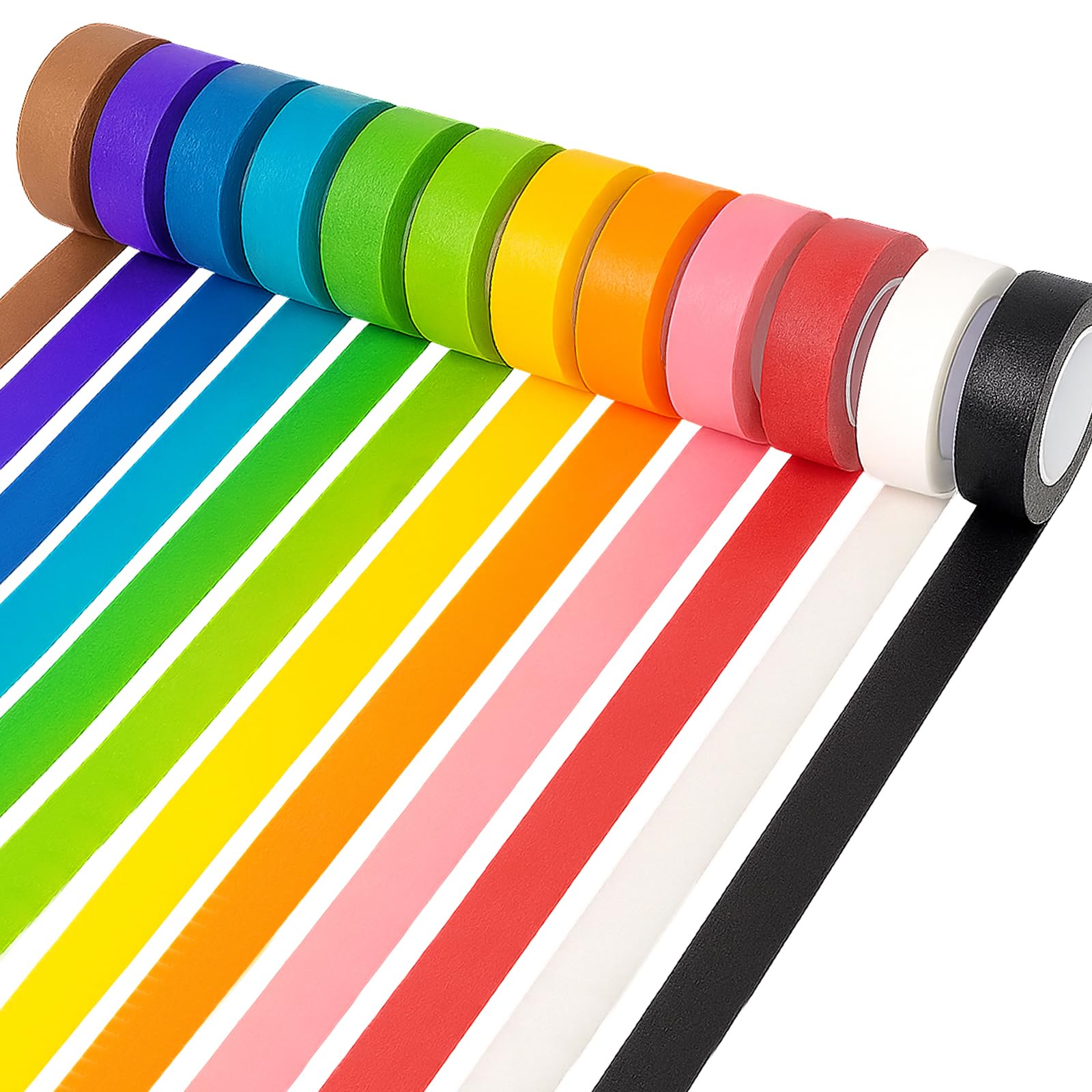 12-Roll Colored Masking Tape Rainbow 13 Yards