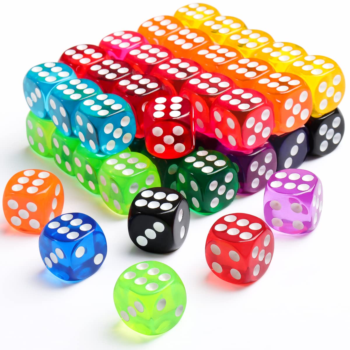 50 Pieces Dice Set Assorted Colors 14mm