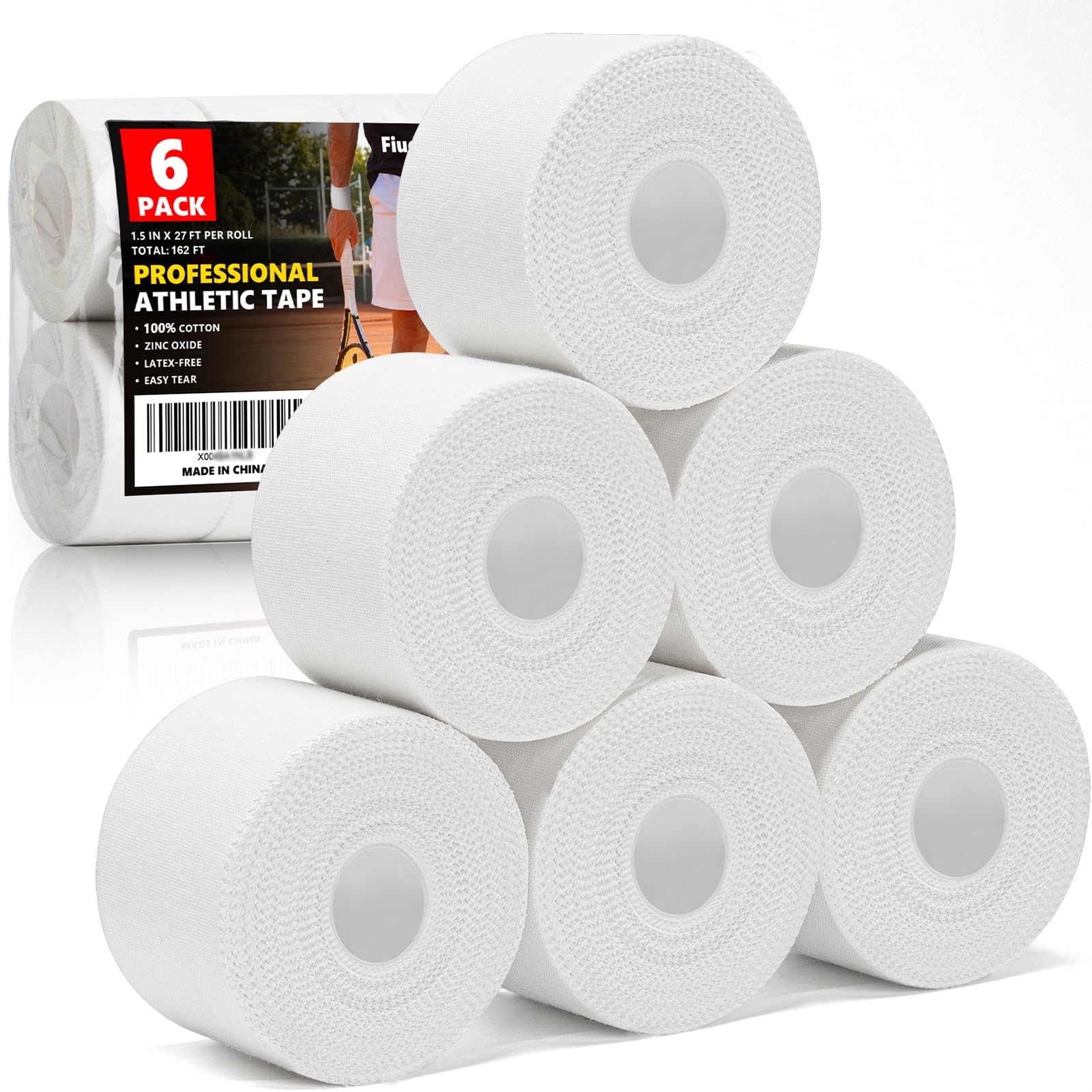 Professional White Athletic Sports Tape 1.5 Inch 6 Pack