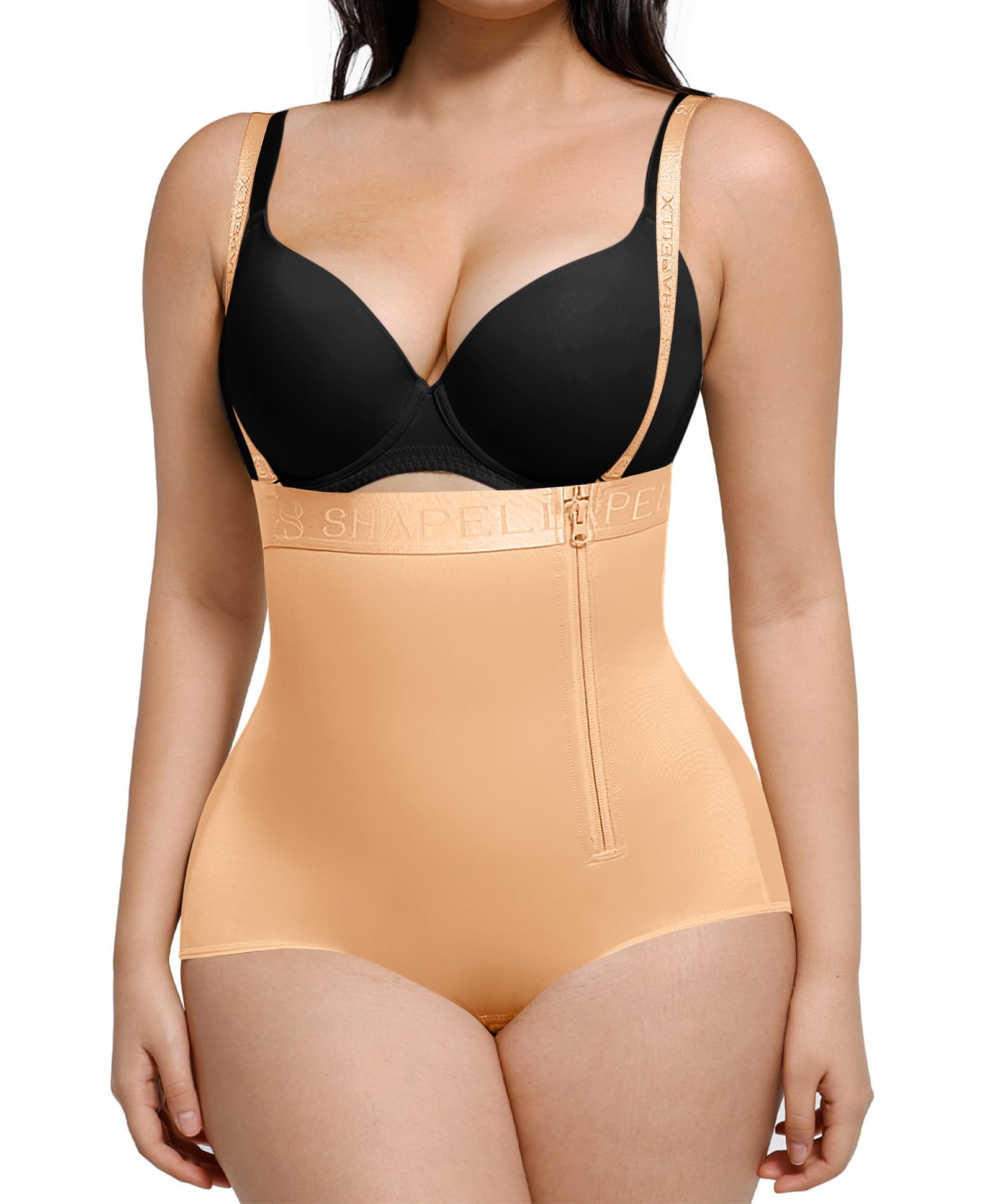 SHAPELLX High Waisted Tummy Control Shapewear Panty Dark Beige XL