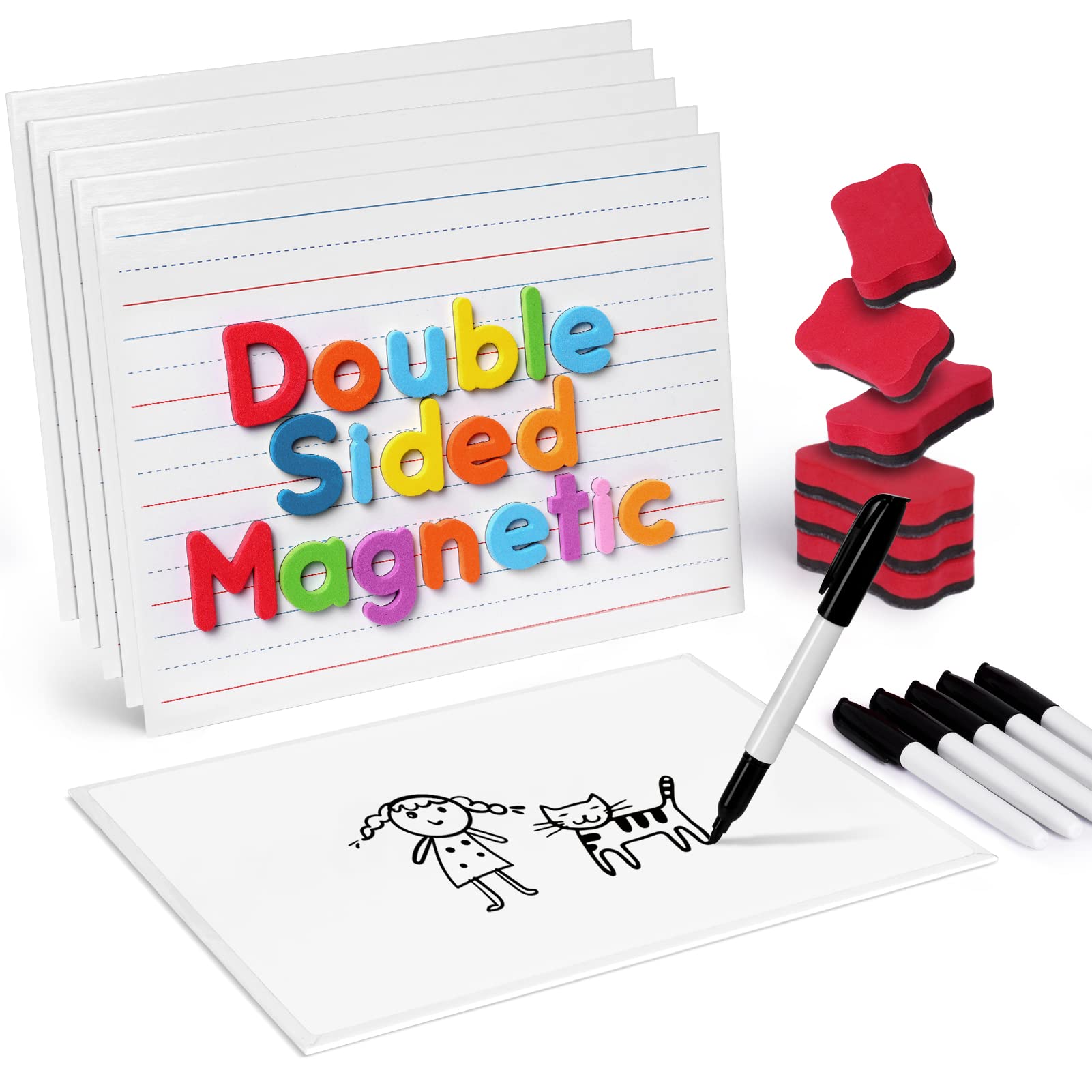 GAMENOTE Magnetic Dry Erase Boards 9x12 6-Pack Double Sided
