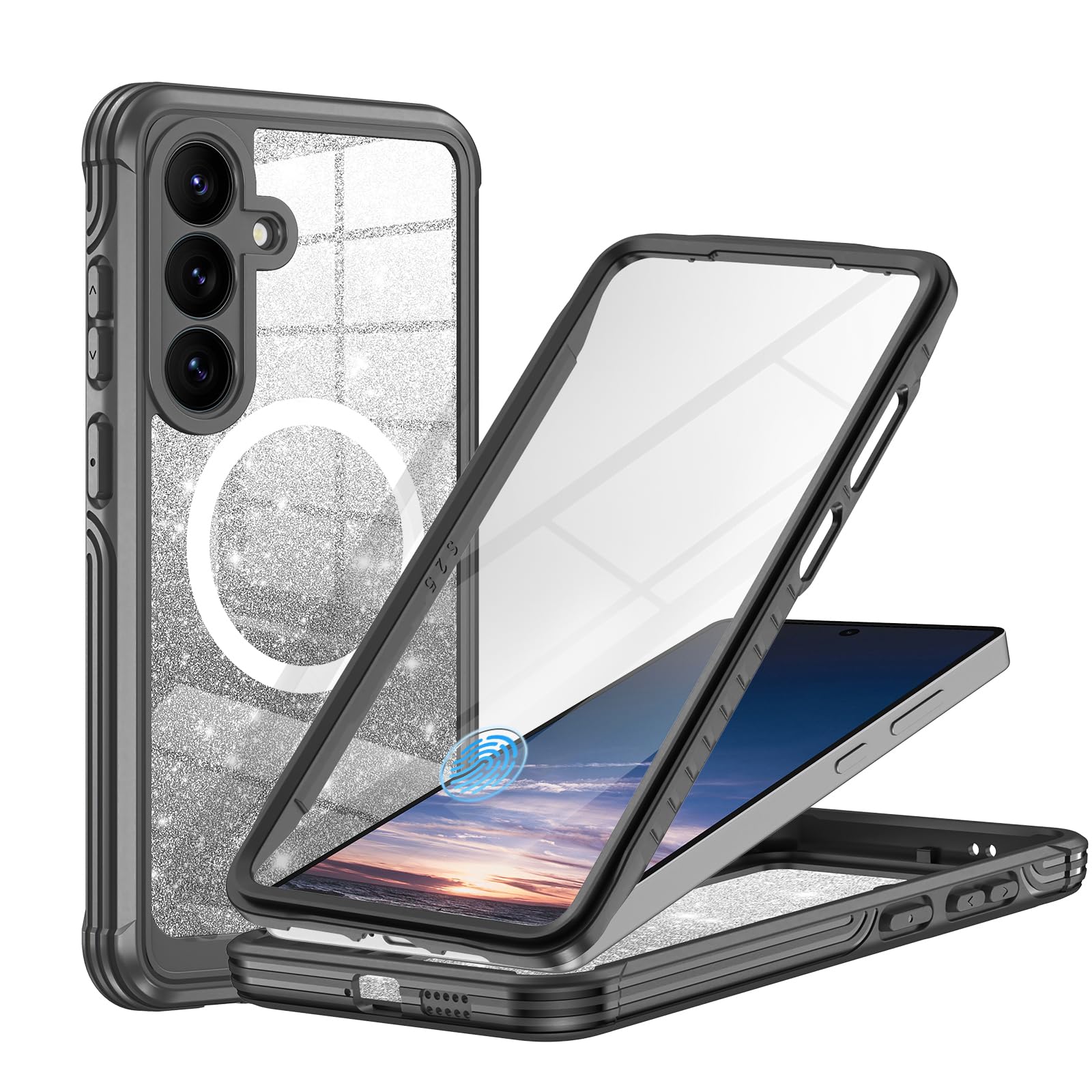 Hensione Samsung Galaxy S25 Plus MagSafe Glitter Case Black