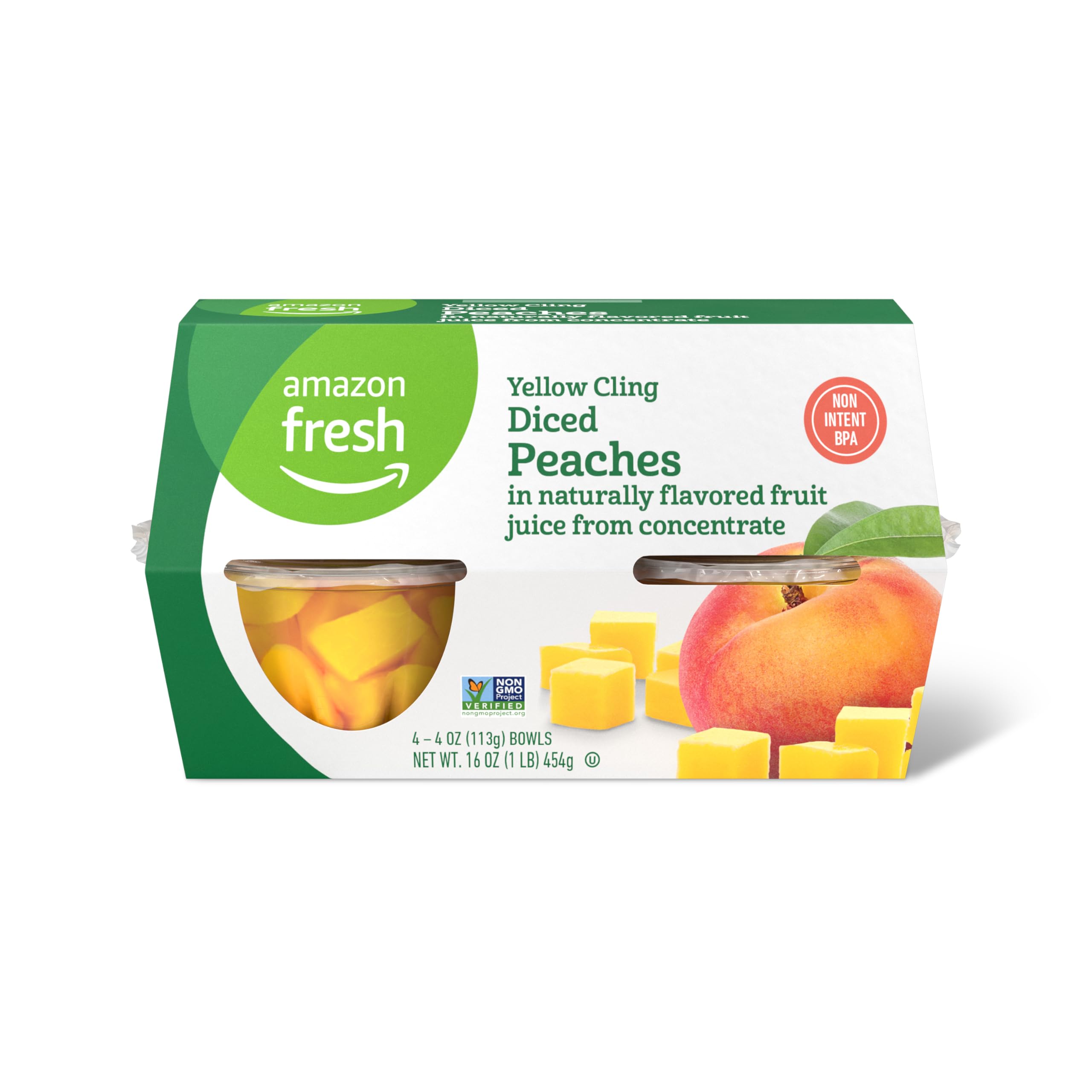 Amazon Fresh Diced Peaches in Juice 4oz 4 Pack
