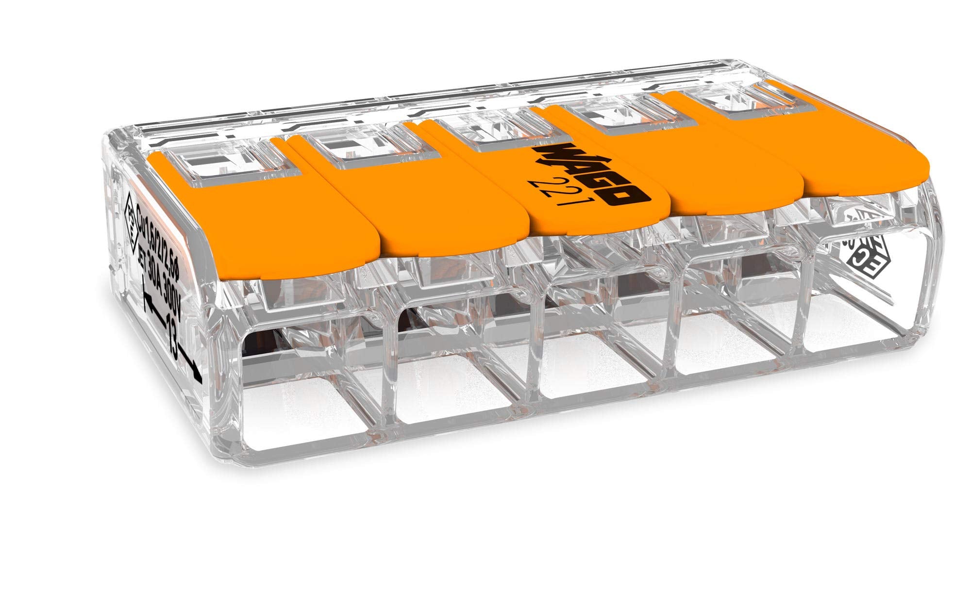 Wago 221-615 Lever-Nuts 10AWG 5 Conductor Connectors 6-Pack