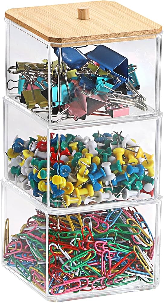 BTSKY Clear Stackable Pape for Office, Bathroom Vanity 3 Layer