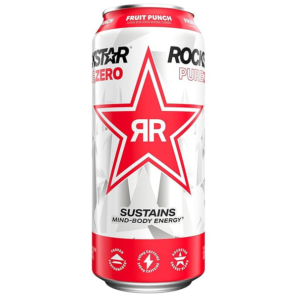 Rockstar Pure Zero Fruit Punch, 16 Fl Oz Can EXPIRED 06/07/26