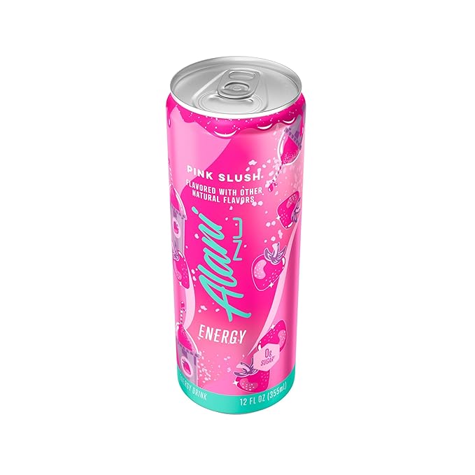 Alani Nu Energy Drink, Pink Slush, 12 Fl Oz, Zero Sugar, Gluten Free, Vegan, B Vitamins
