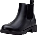 Vepose Women's Chelsea Ankle Boots Pull-On Low Heel Booties 9607 | Flat short boots with elastic side, round toe for casual daily