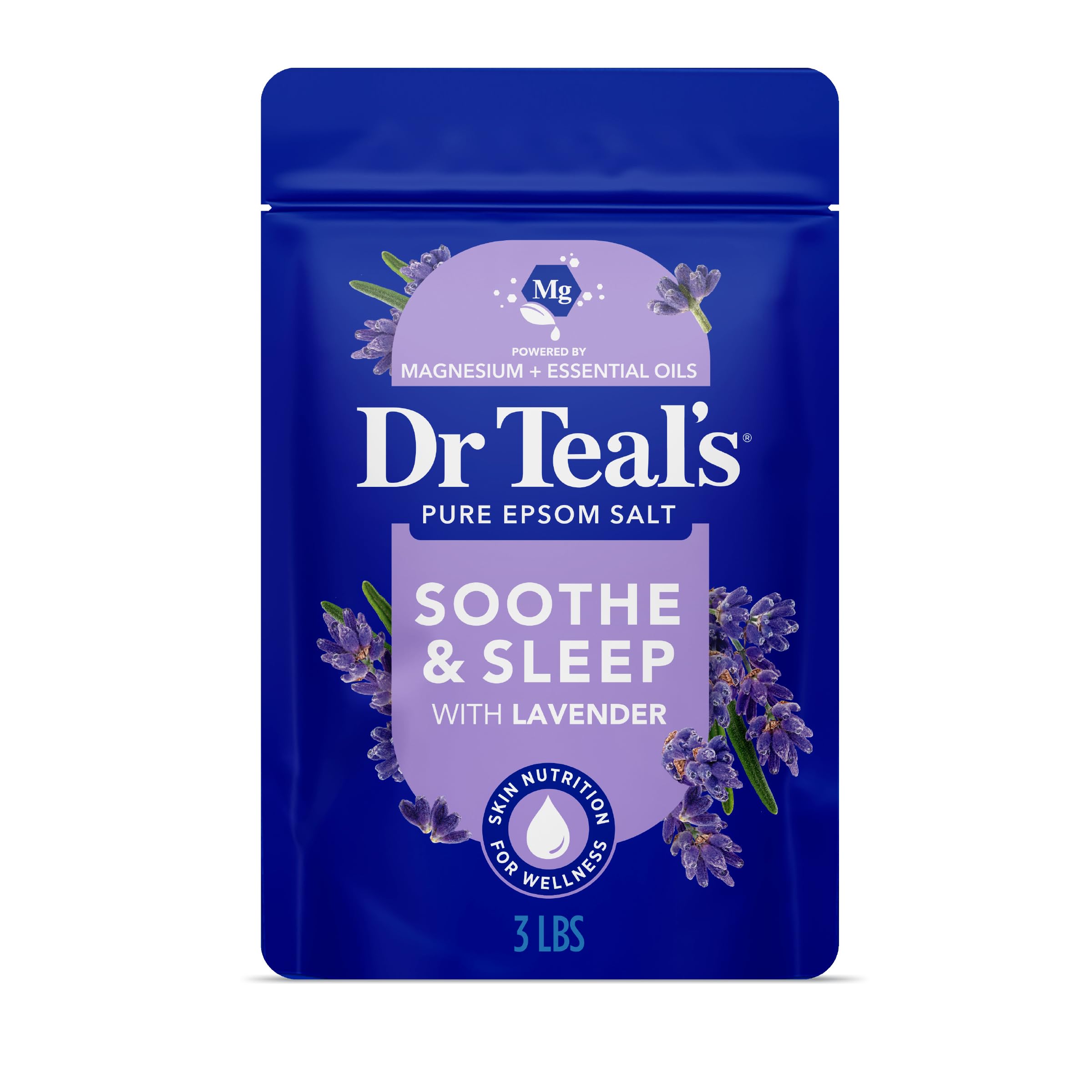 Dr Teal's Epsom Salt Soaking Solution, Soothe & Sleep, Lavender,  Helps Ease Aches & Soreness From Muscle Pains3lbs