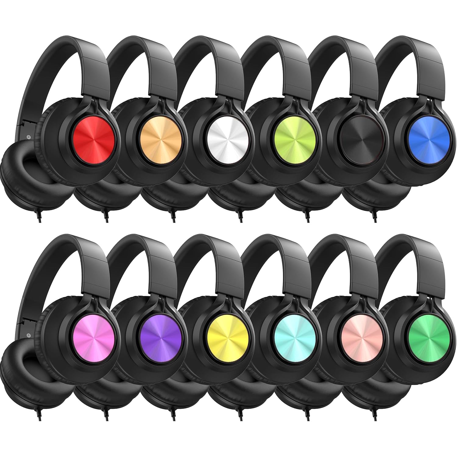 AILIHEN Wired Headphones with Mic 12-Pack Multicolor