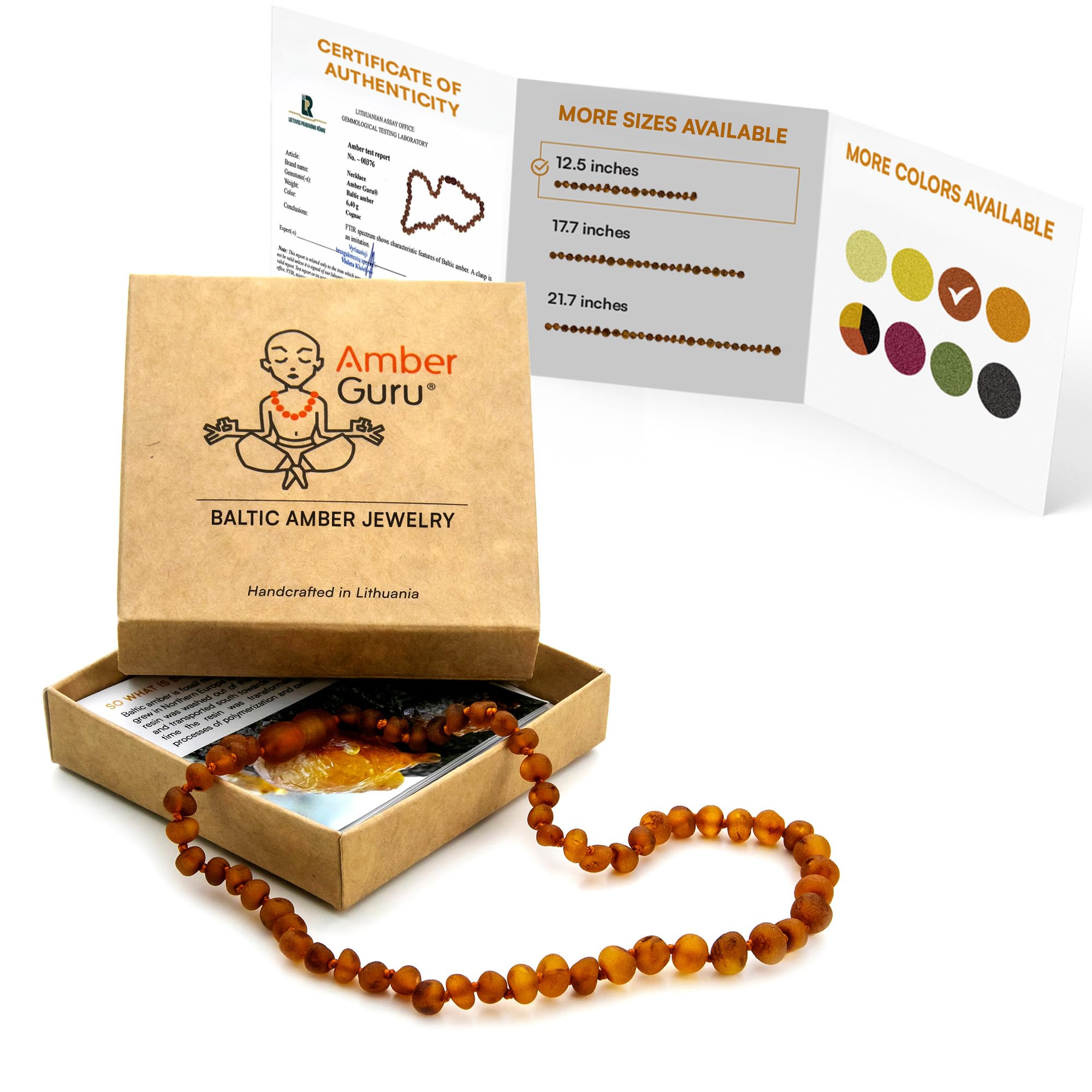 Amber Guru Baltic Amber Necklace Cognac 12.5in