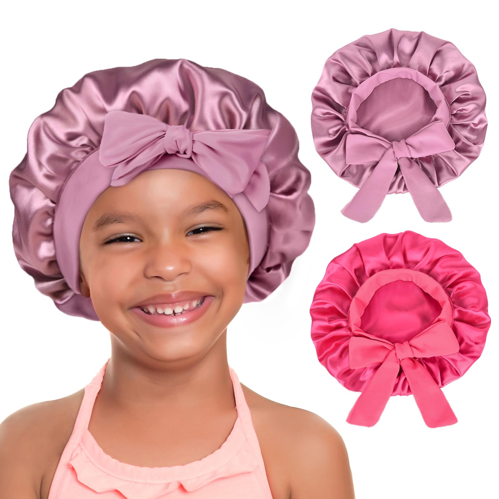 YANIBEST Kids Silk Satin Bonnet 2-Pack