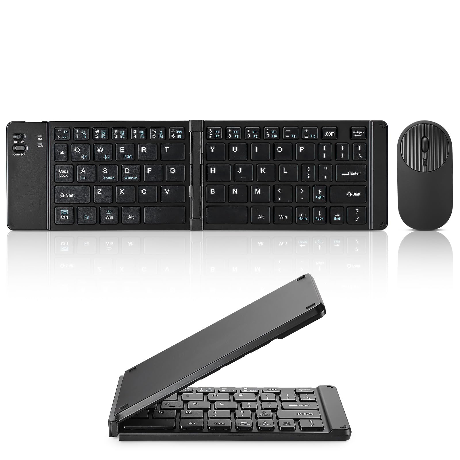 Foldable Mini Rechargeable Bluetooth Keyboard & Mouse Combo Gold