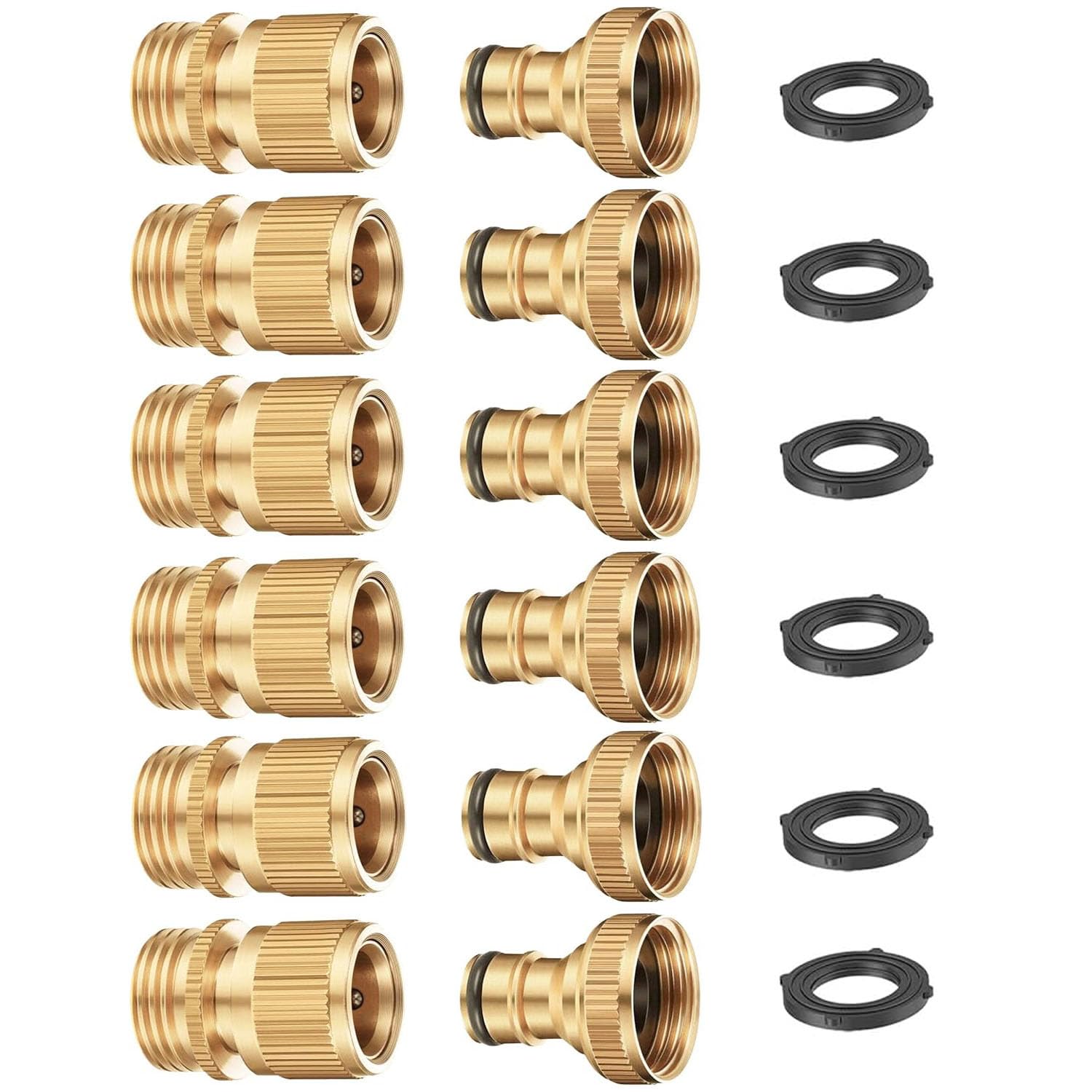 FINEST+ Brass Garden Hose Quick Connectors 6 Sets