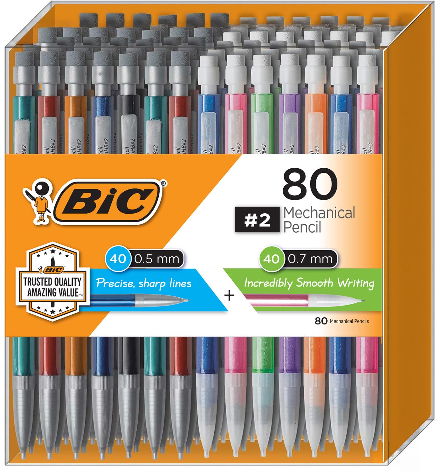 BIC Mechanical Pencils 0.7mm 0.5mm Assorted 80-Pack
