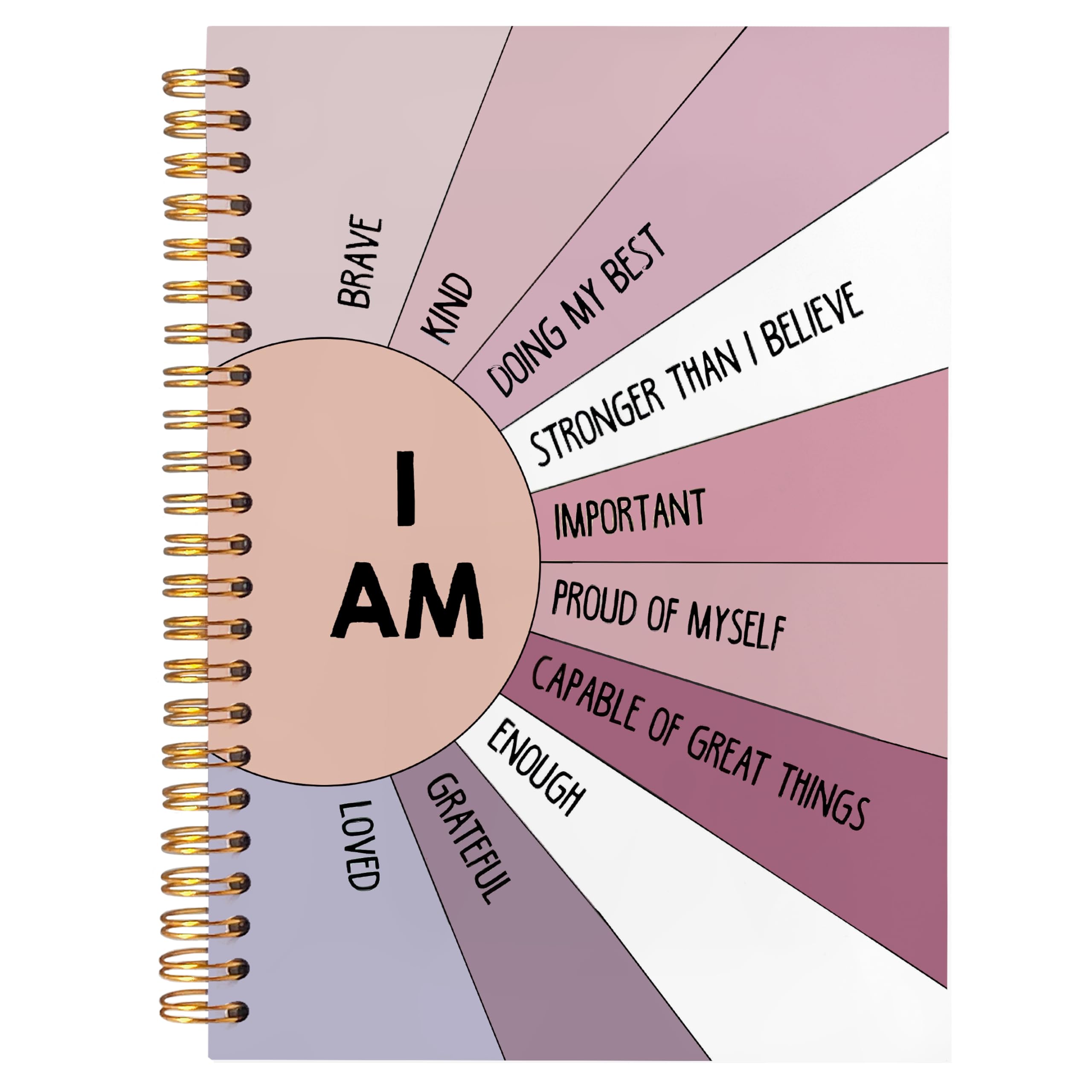 BearCake Boho Positive Affirmations Spiral Notebook Pink