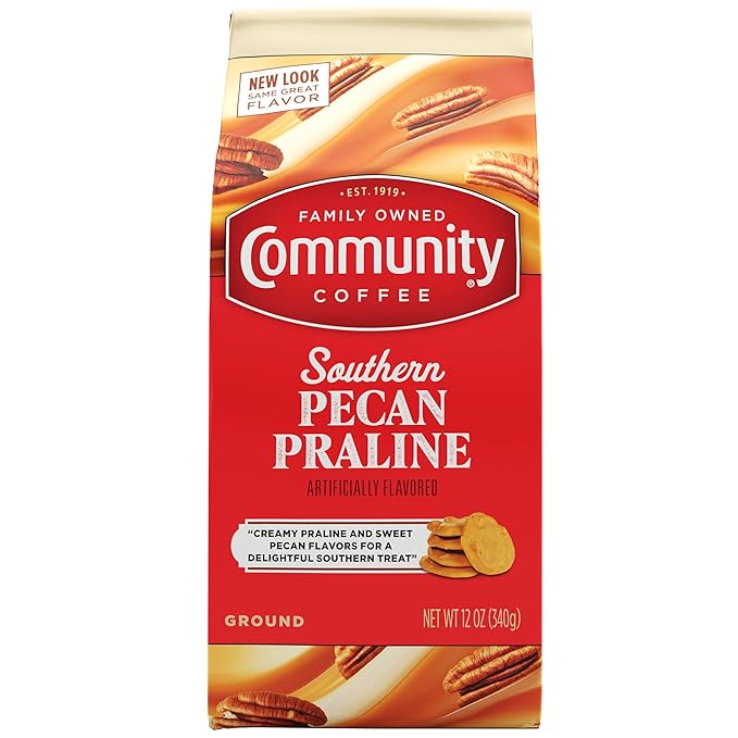 Community Coffee Southern Pecan Praline Flavored 12 Ounce, Medium Roast Ground, 12 Ounce