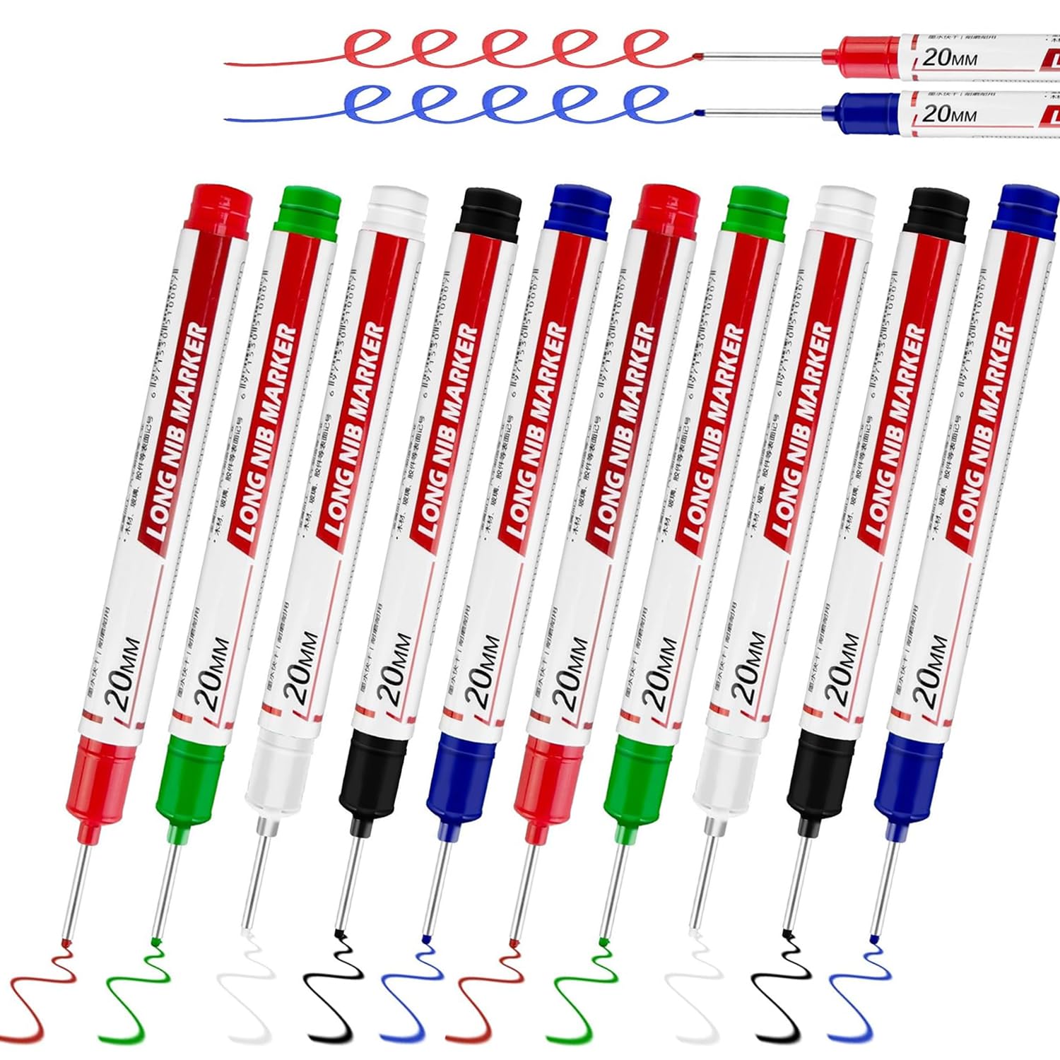 Long Head Deep Hole Markers Colorful 10-Pack