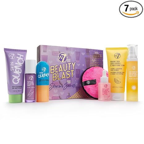 W7 Beauty Blast Skincare Secrets Set - Full Size Routine | Day Cream, Serum, Cleansers, Eye Cream