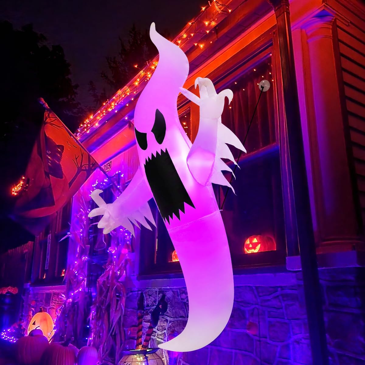 GOOSH 6ft Inflatable Hanging Ghost Halloween LEDs