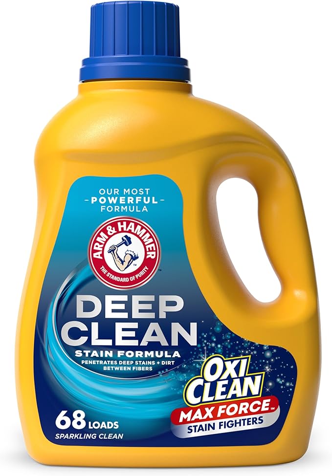 ARM & HAMMER Deep Clean Stain Formula, Liquid Laundry Detergent, 102 fl oz, 68 Loads