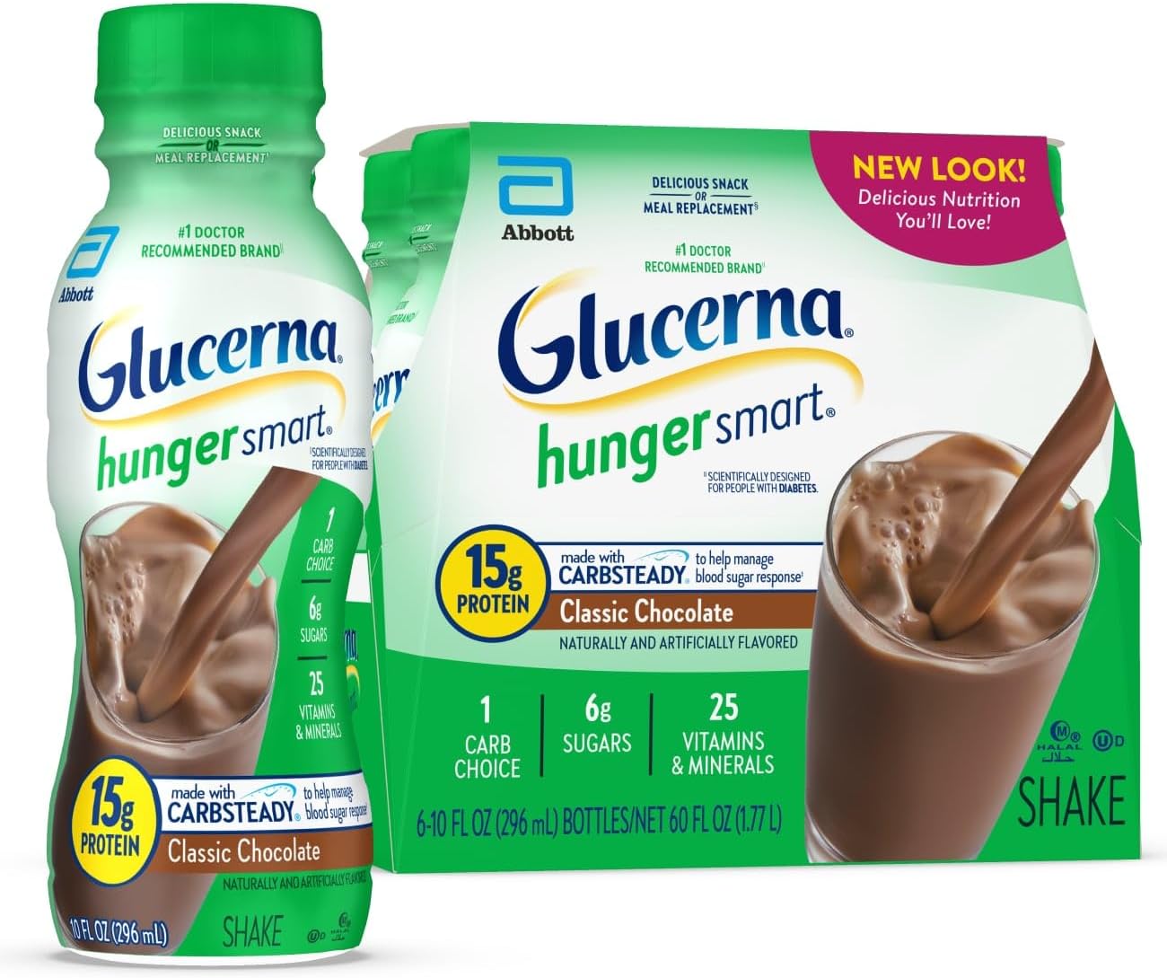 Glucerna Hunger Smart Diabetes Care Shake, Classic Chocolate, 10-fl-oz Bottle