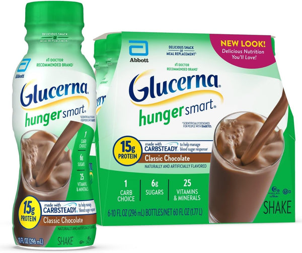 Glucerna Hunger Smart Diabetes Care Shake, Classic Chocolate, 10-fl-oz Bottle