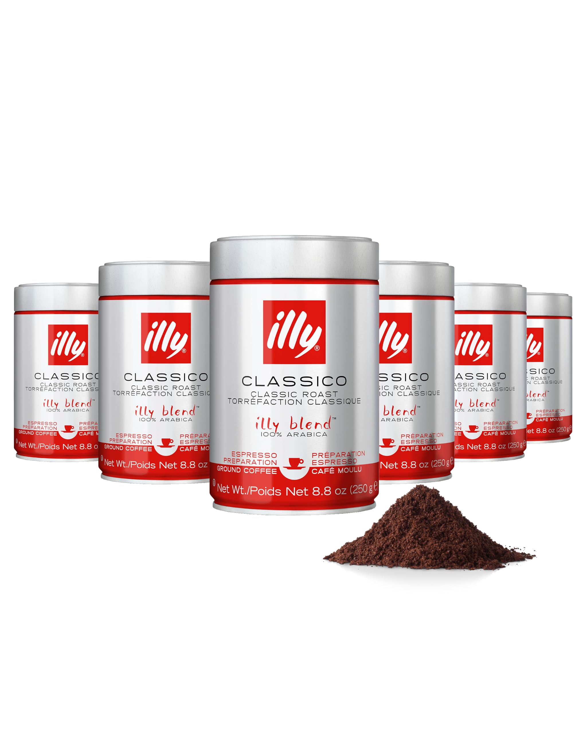Illy Classico Medium Roast Ground Espresso 8.8oz 6 Pack