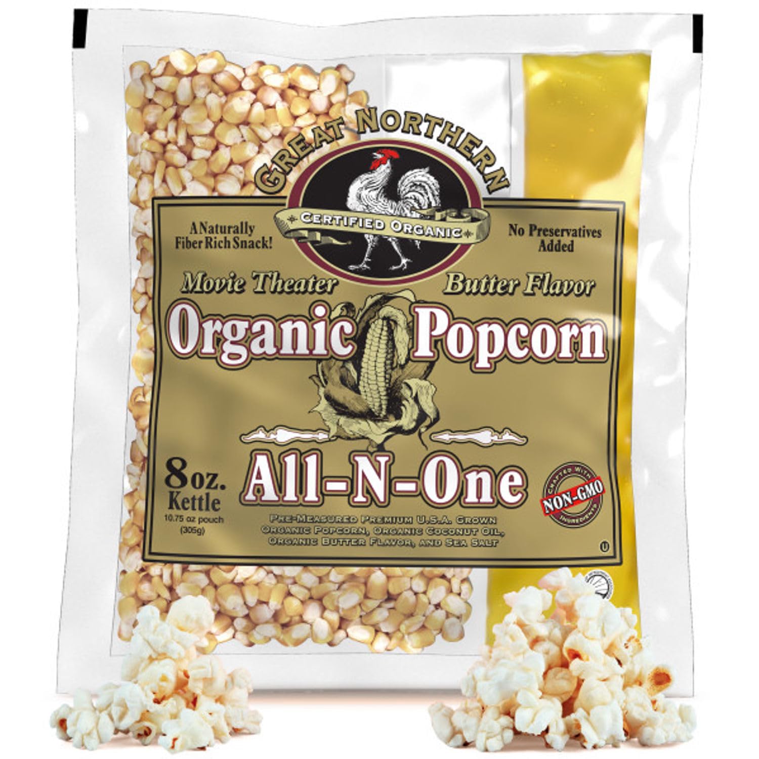 Organic Popcorn Packs with Oil 18 Count
