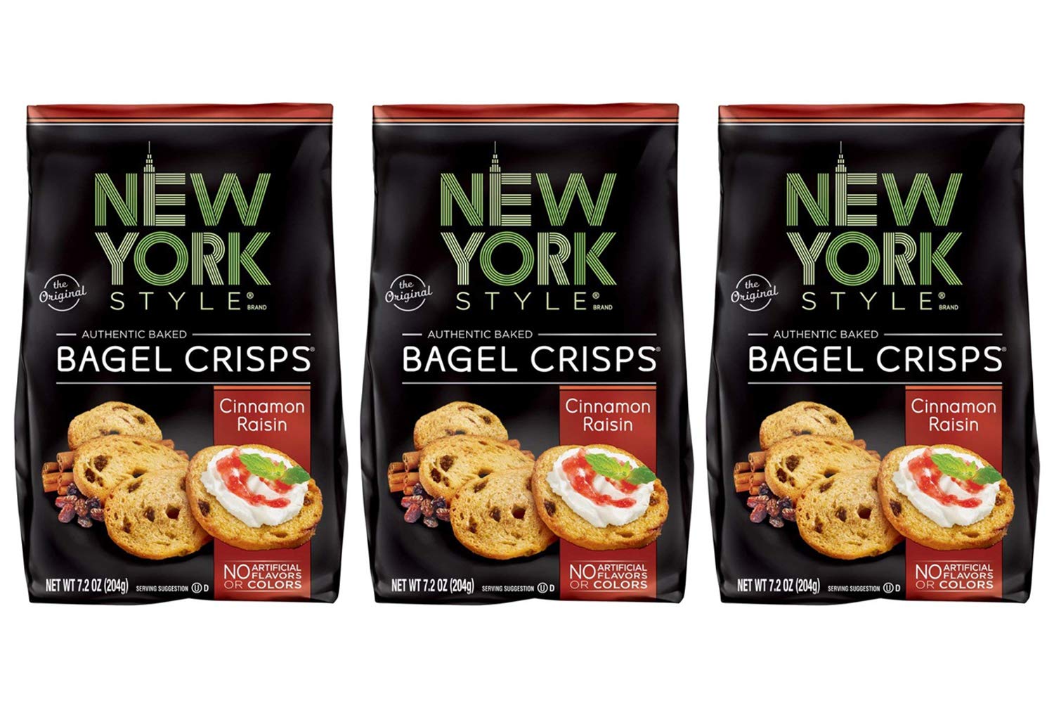 New York Style Bagel Crisps Cinnamon Raisin 7.2oz 3 Pack