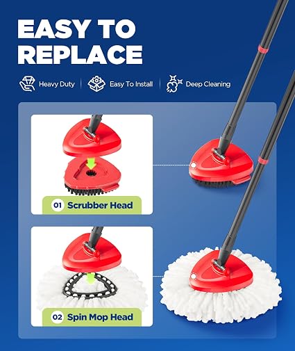 Ocedar Mop Brush Set with 4 100% Microfiber mop refill, 1 Sturdy & extended mop Handle, 1 Mop Base and 1 stiff Brisstle Scrub Brush