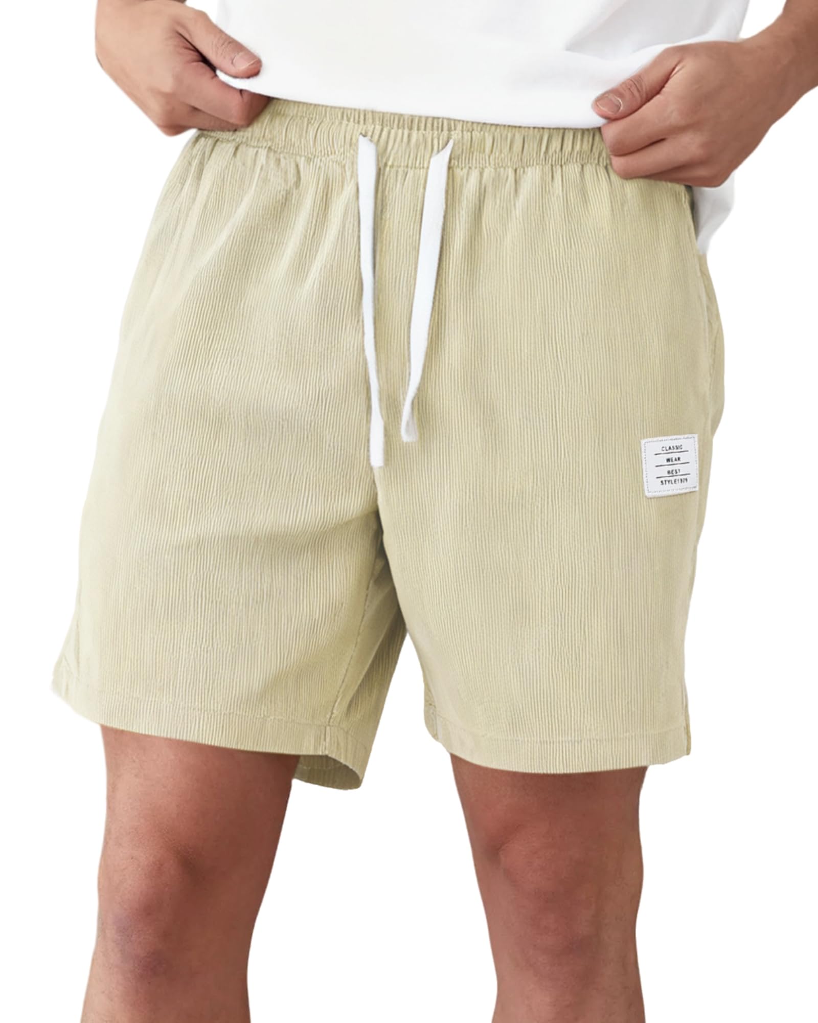 DOWMQ Menís Corduroy Beach Shorts Apricot 2XL