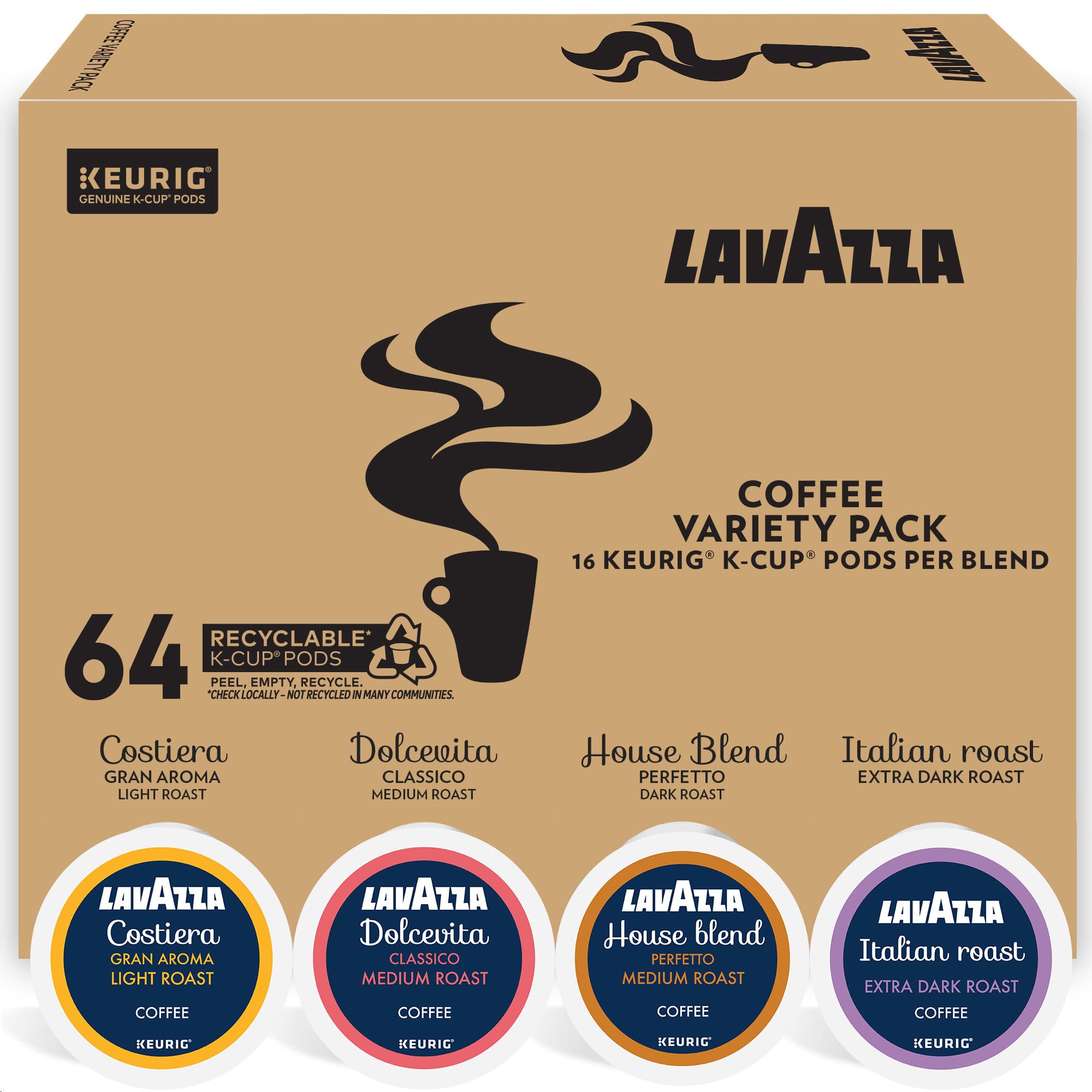 Lavazza Coffee Variety K-Cup Pods 64 Count