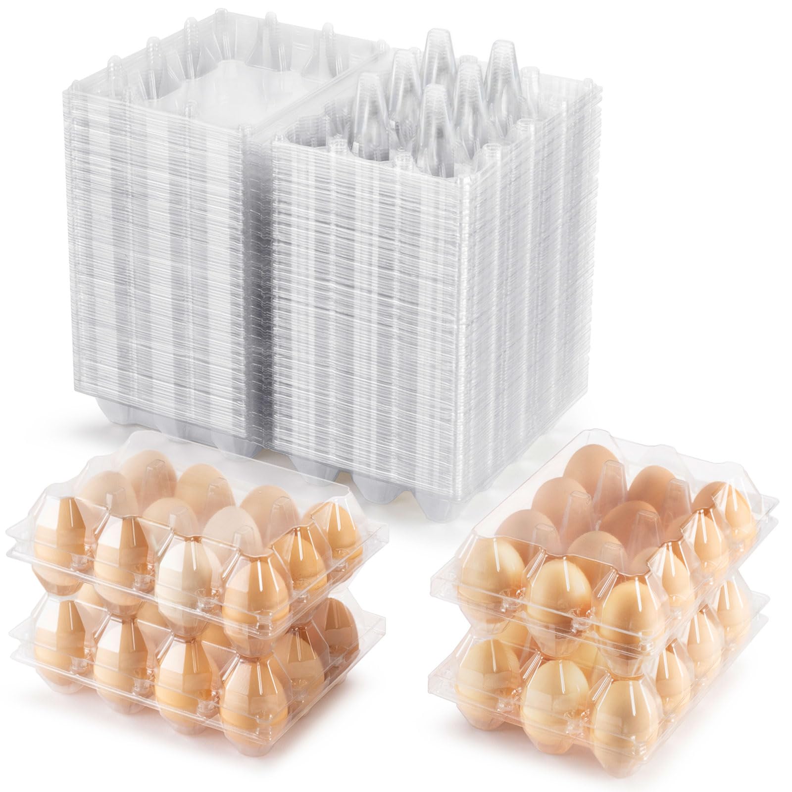 SINLUCESCE Clear Plastic Egg Cartons 12-Count 100-Pack