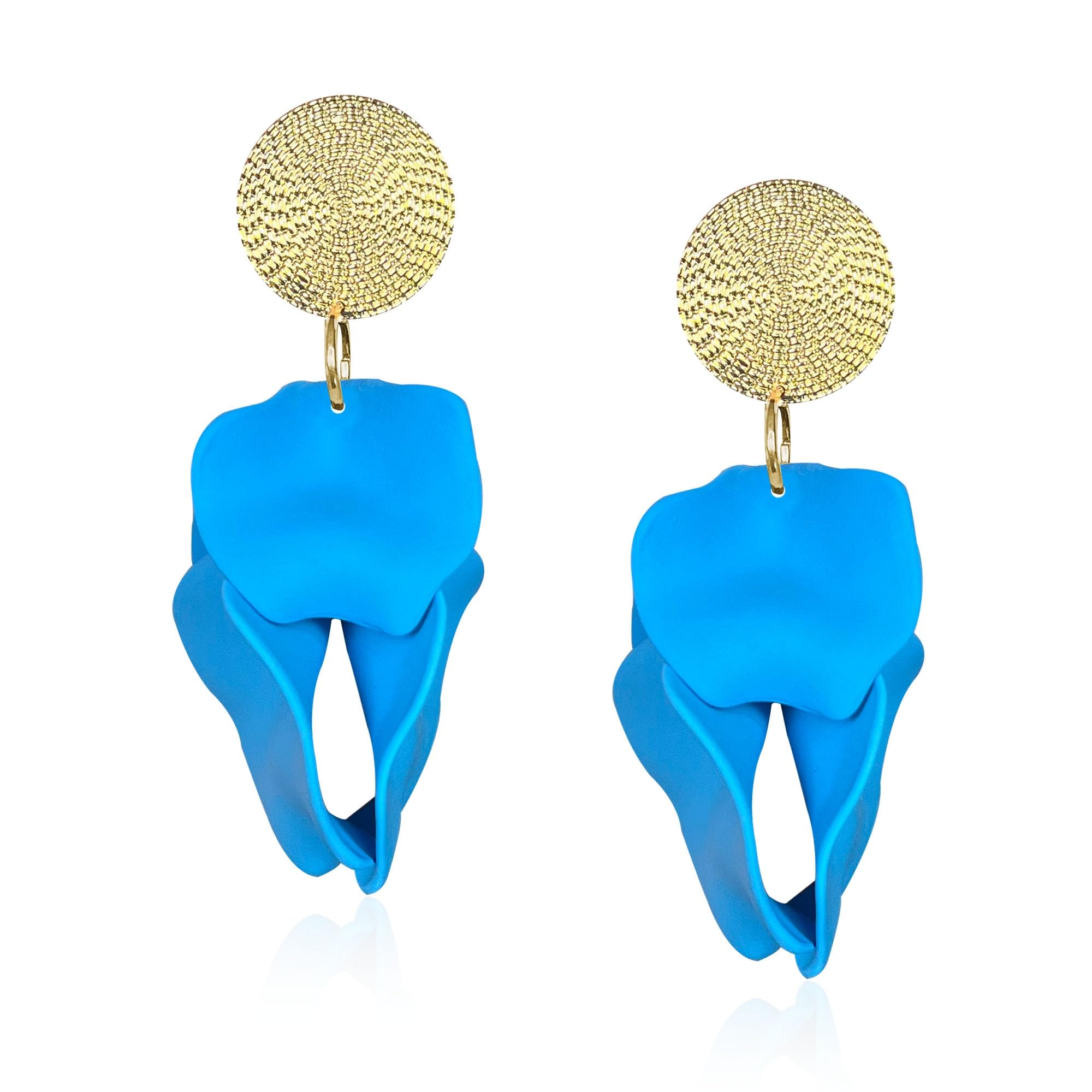 Vavhoo Rose Petal Statement Dangle Earrings Blue