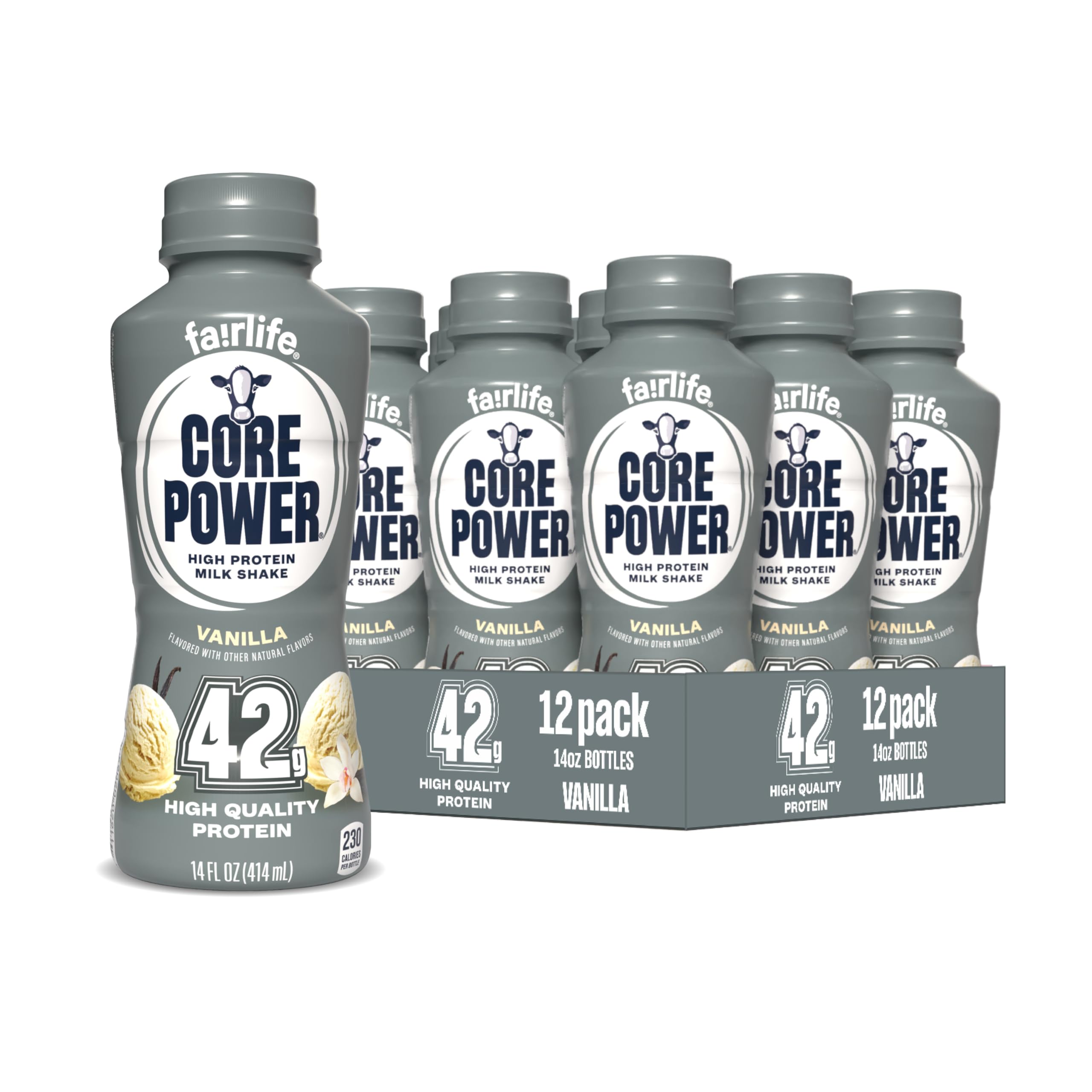 Core Power Elite High Protein Shake, Vanilla, 42g Bottle, 14oz, 14oz