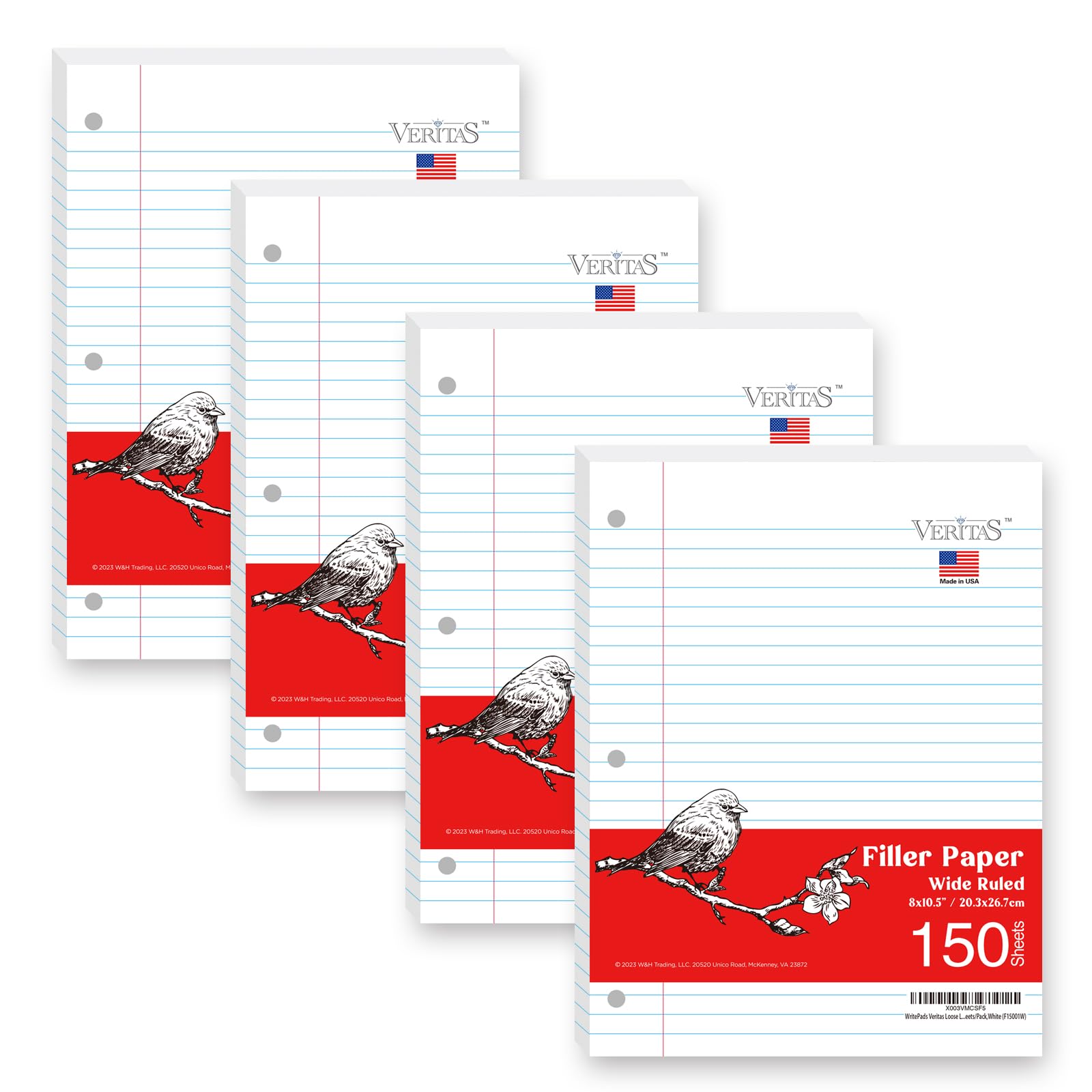 WritePads Wide Ruled Filler Paper 150 Sheets 4-Pack