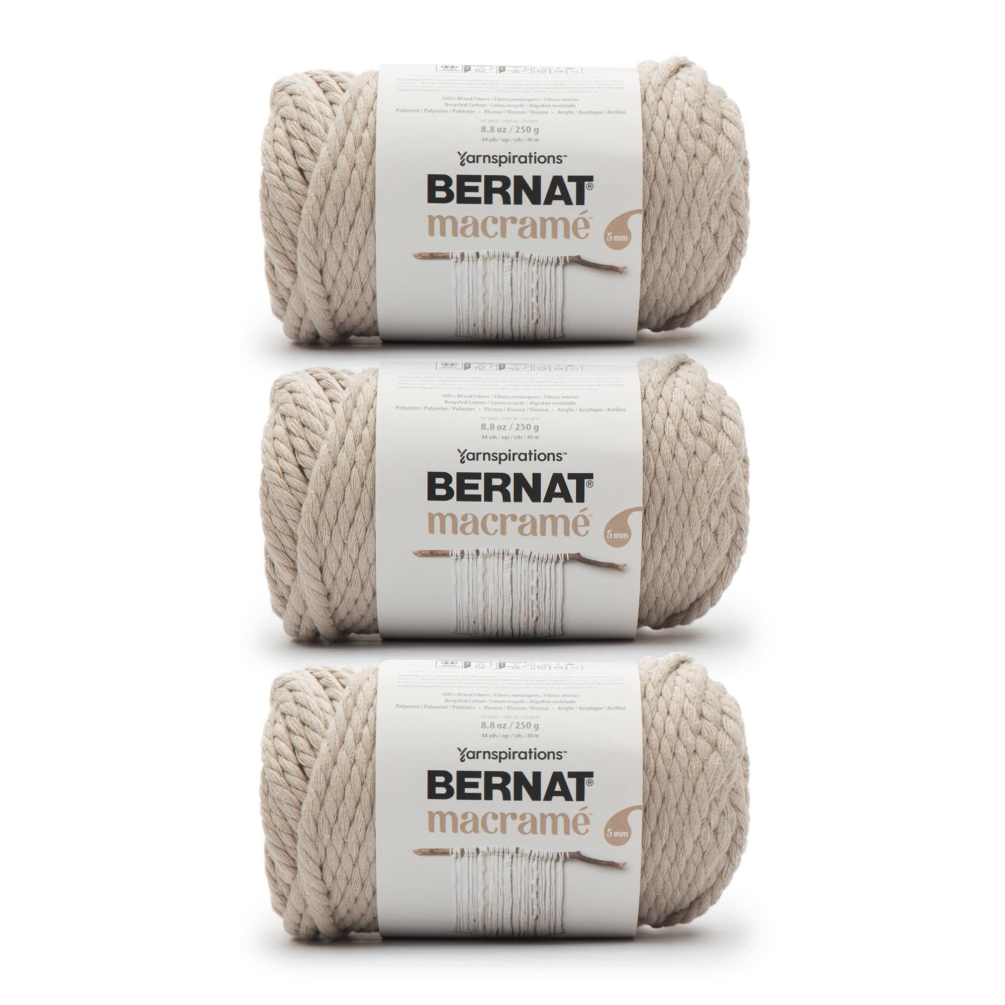 Bernat Macrame Cotton Yarn Taupe 3-Pack