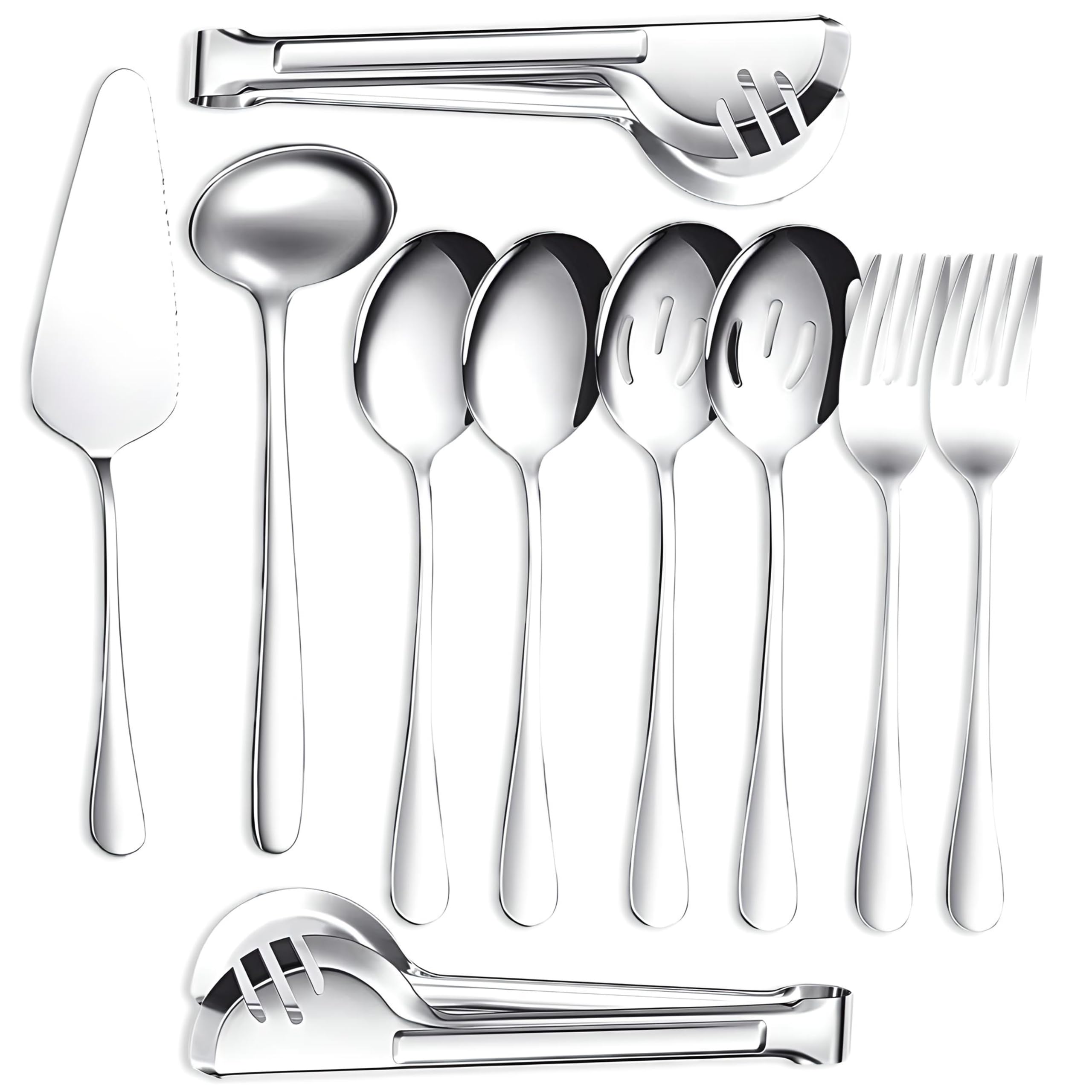 Gold Mirror Finish Serving Utensils Set 10 Piece