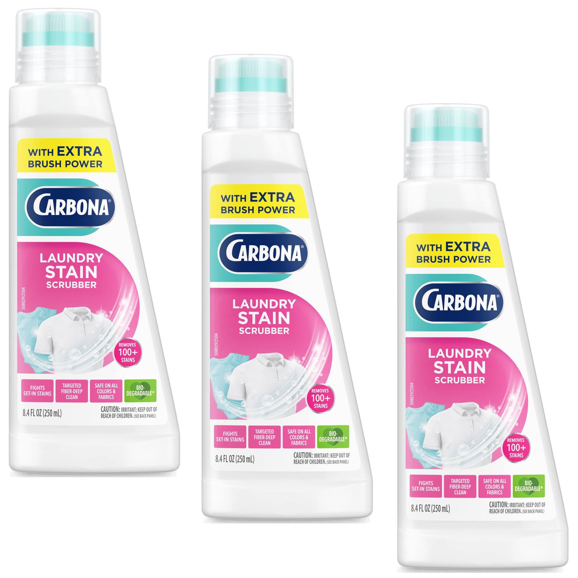 Carbona Laundry Stain Scrubber | Bio-Enzyme Stain Remover | Eliminates Fat, Oil, Blood, Milk, Fruit, Ketchup, Vegetables & Baby Food Stains | Save On Skin & Washable Fabrics | 3 Pack