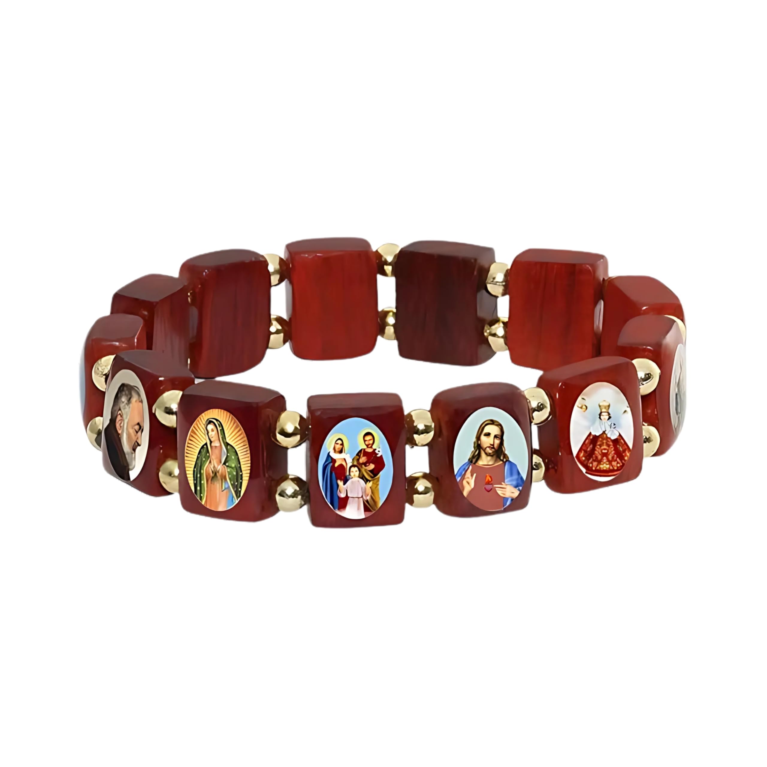 Catholic Wooden Stretch Saint Bracelets