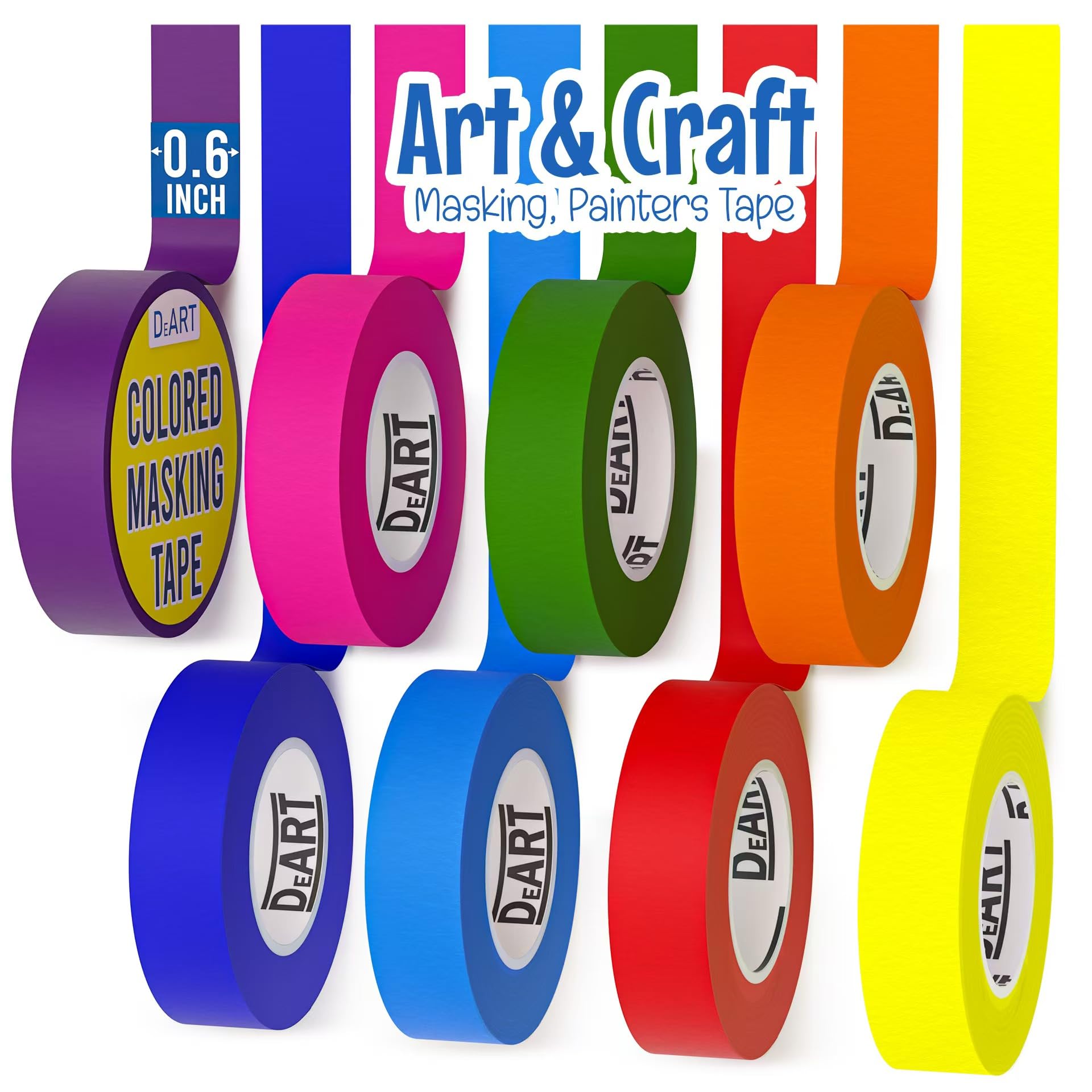 Colored Masking Tape Mini 0.6 Inch 12-Pack